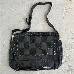 Vintage Sharif, patent leather and leather bag